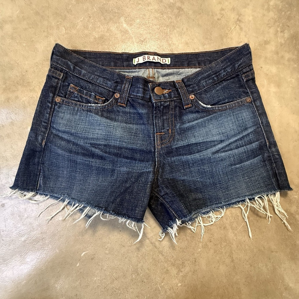 J Bran Shorts Womens Size 24 Blue Mid Rise Grunge Trashed Festival Cut Off Denim